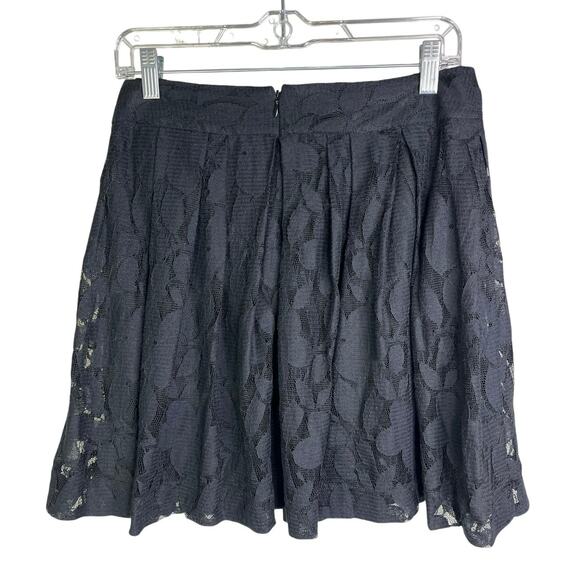 Loft Skirt Womens 4P Black Pleated Laced Overlay Tennis Style Back Zip Flirty - Picture 3 of 12